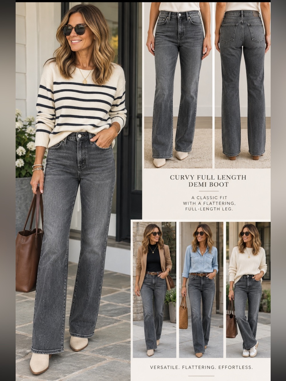 J.Crew Curvy Full-Length Demi Boot Jeans - Gray Size 28